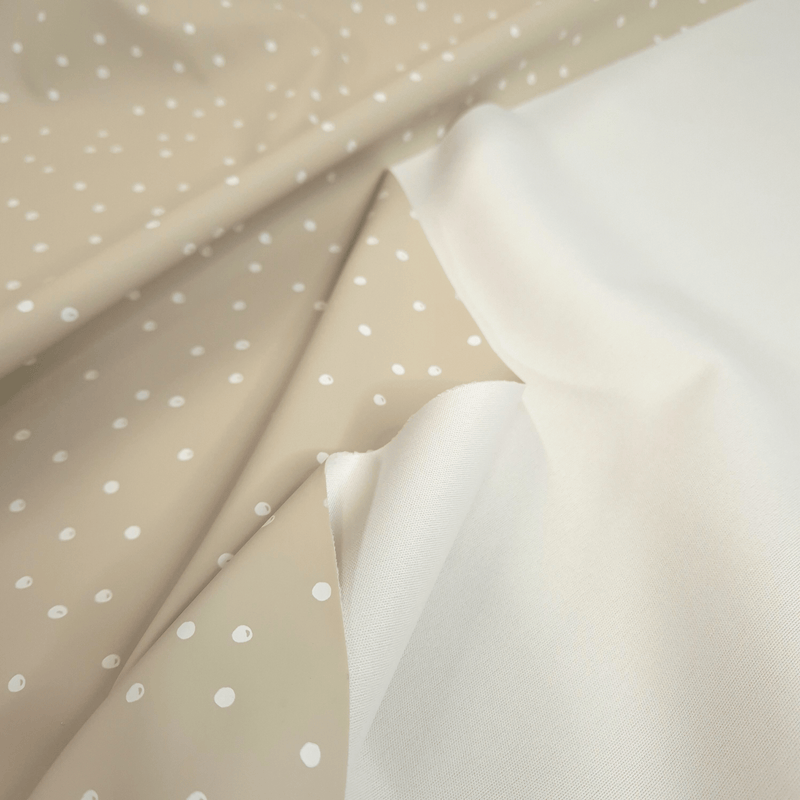 Tessuto Impermeabile H 145 cm - POIS BEIGE