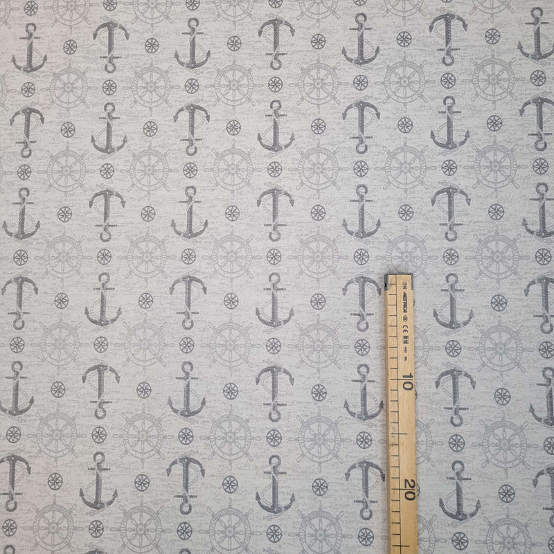 Jacquard-Möbelstoff H 140 cm – ANKER UND RUDER/GRAU