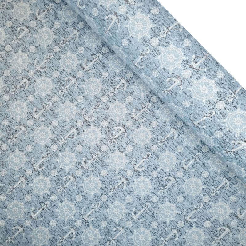 Jacquard-Möbelstoff H 140 cm – ANKER UND RUDER/HELLBLAU