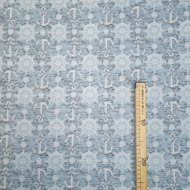 Jacquard-Möbelstoff H 140 cm – ANKER UND RUDER/HELLBLAU