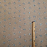 Jacquard-Möbelstoff H 140 cm – BLAU/HASELNUSSGESTREIFTE STERNE