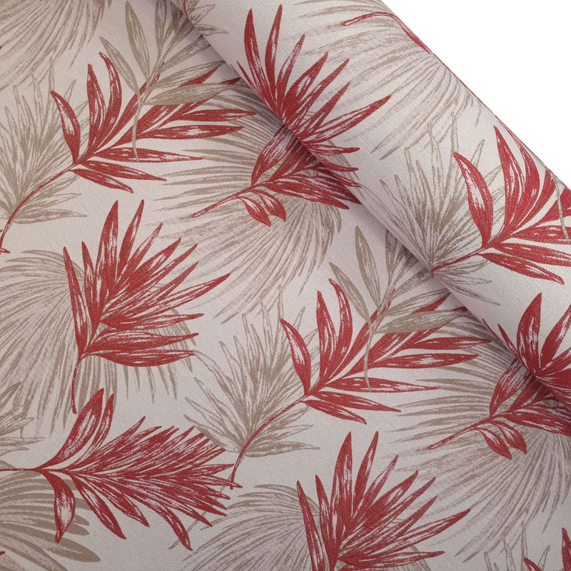 Tessuto Arredo Jacquard H 140 cm - FOGLIE ROSSE