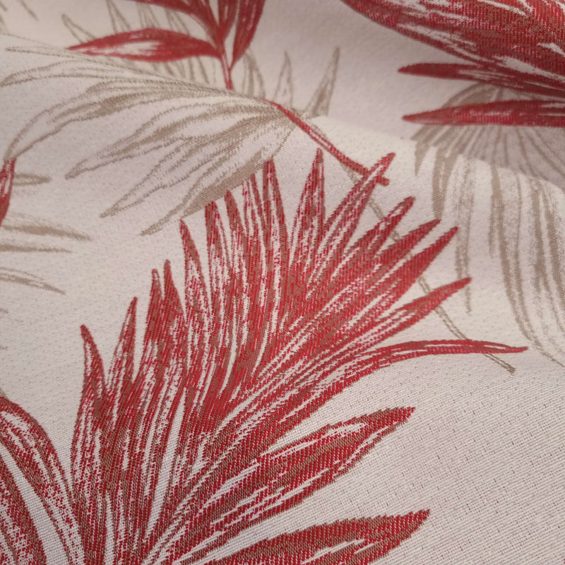 Tessuto Arredo Jacquard H 140 cm - FOGLIE ROSSE