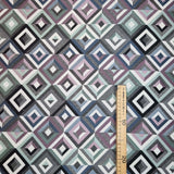 Tessuto Arredo Jacquard H 140 cm - GEOMETRICO ROMBO BLU