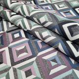 Tessuto Arredo Jacquard H 140 cm - GEOMETRICO ROMBO BLU