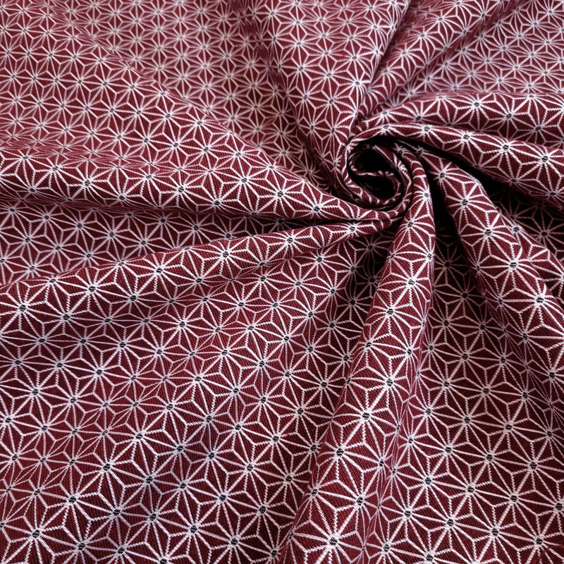 Tessuto Arredo Jacquard H 140 cm - STELLA ESAGONALE BORDEAUX