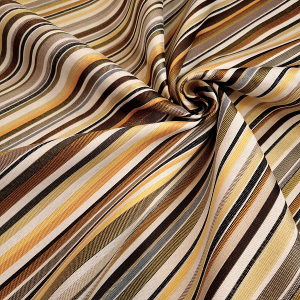 Tessuto Arredo Jacquard H 140 cm - RIGHE TONALITA' GIALLO/MARRONE