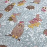 Baumwollstoff - KANINCHEN, EULEN UND IGEL H 140 cm