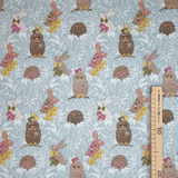 Baumwollstoff - KANINCHEN, EULEN UND IGEL H 140 cm