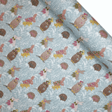 Baumwollstoff - KANINCHEN, EULEN UND IGEL H 140 cm
