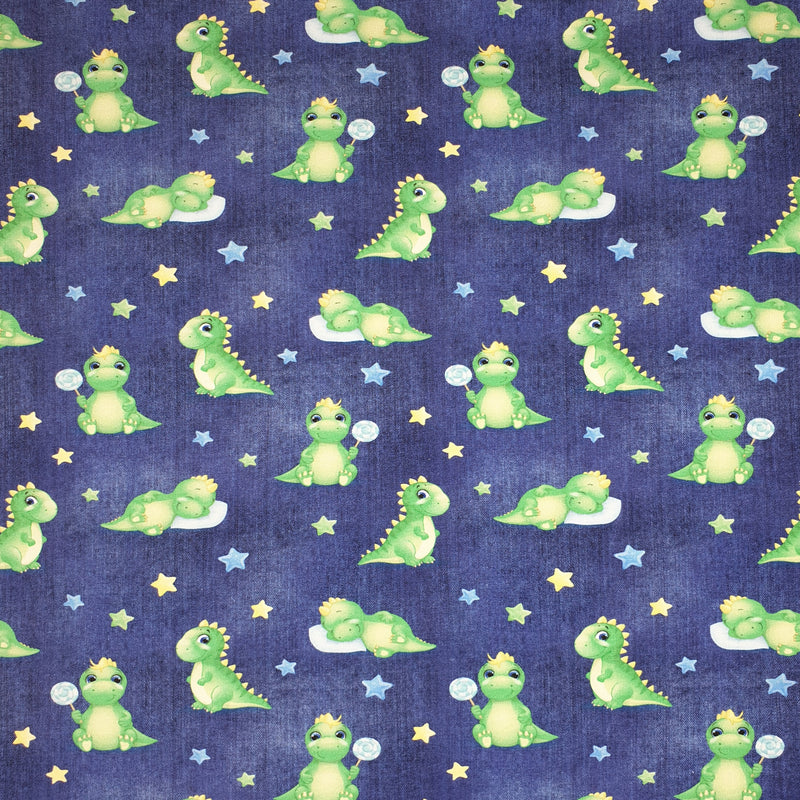 Sweat numérique - BABY DINO FOND BLEU - coupe minimum ou multiples de 25 x 150 cm