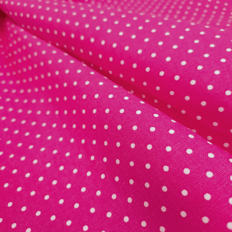 Cotone Fondo Panama H 280 cm - POIS BIANCHI FONDO FUXIA