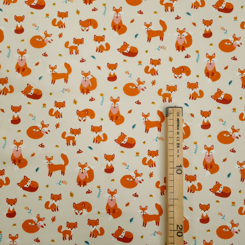 Tessuto Cotone H 145 cm - VOLPINE/PANNA