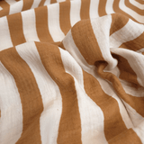 Mousseline imprimée - PLUMES/TERRE CUITE H 140 cm