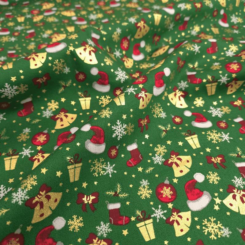 Cotone Natale H 140 cm - DECORI E FIOCCHI DI NEVE/VERDE