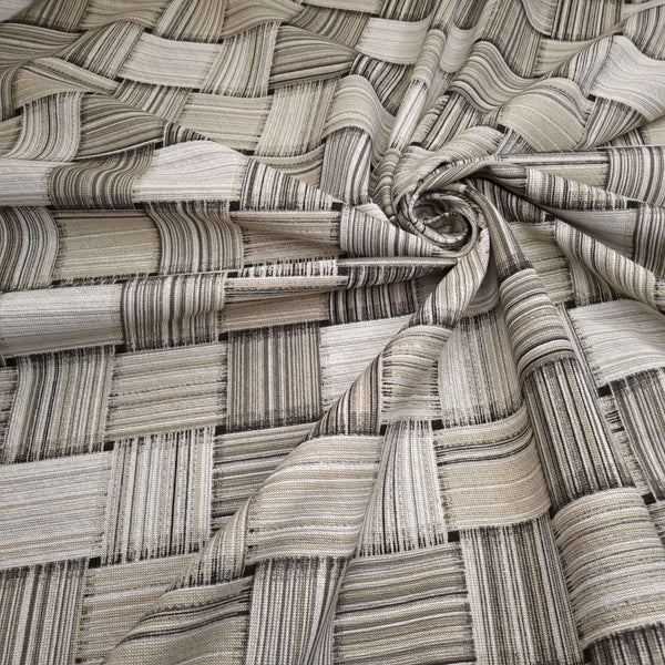 Baumwoll-Leinen-Mischung, roh gemahlen, H 280 cm – GEOMETRISCHES GRAU/TAUPE