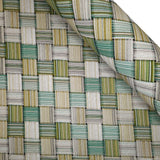 Cotone misto lino fondo grezzo H 280 cm - GEOMETRICO VERDE