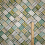 Cotone misto lino fondo grezzo H 280 cm - GEOMETRICO VERDE