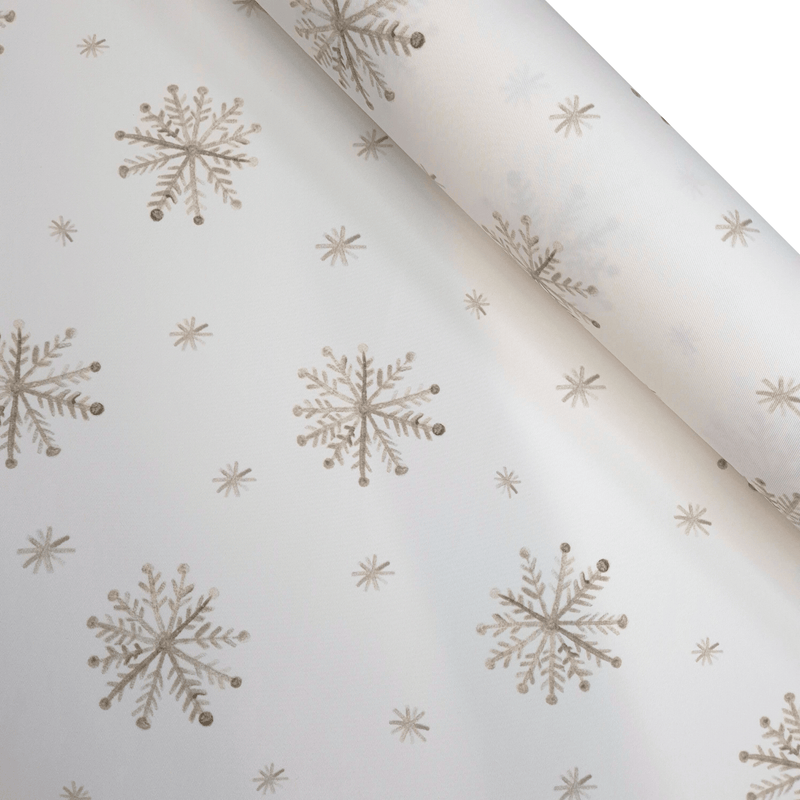 Tessuto no stiro H 150 cm - FIOCCHI DI NEVE BEIGE