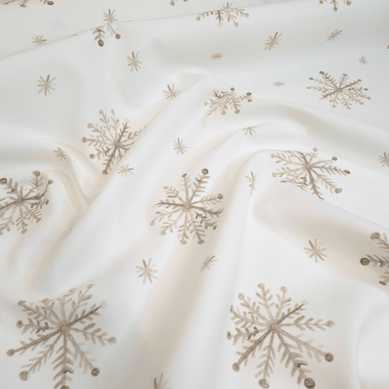 Tessuto no stiro H 150 cm - FIOCCHI DI NEVE BEIGE