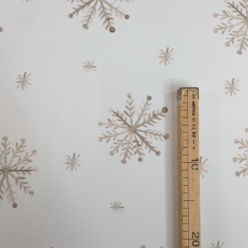 Tessuto no stiro H 150 cm - FIOCCHI DI NEVE BEIGE
