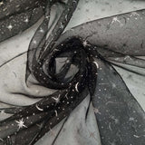 Organza H 150 cm - STERNENHIMMEL SILBER/SCHWARZ