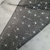 Organza H 150 cm - STERNENHIMMEL SILBER/SCHWARZ
