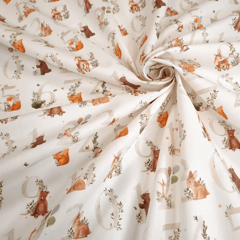 Tessuto Cotone H 140 cm - ANIMALETTI TRA I NUMERI