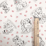 Cotone Fondo Panama H 180 cm - DALMATA E CUORICINI ROSSI