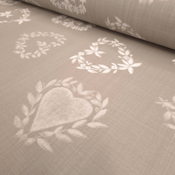 Cotone Fondo Panama "Effetto Lino" H 160 cm - LINEA CUORE/TORTORA