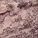 Tessuto Toile de Jouy H 280 cm - ANTRACITE/ROSA ANTICO