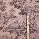 Tessuto Toile de Jouy H 280 cm - ANTRACITE/ROSA ANTICO