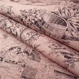 Tessuto Toile de Jouy H 280 cm - ANTRACITE/ROSA ANTICO