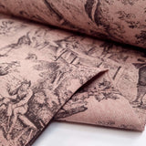 Tessuto Toile de Jouy H 280 cm - ANTRACITE/ROSA ANTICO