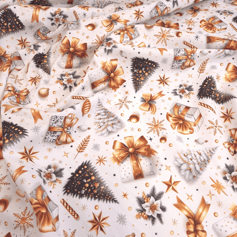 Cotone Fondo Panama Digital H 160 cm - DECORAZIONI DORATE