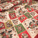 Tessuto Arredo Jacquard H 140 cm - PATCHWORK NATALIZIO/LUREX ORO