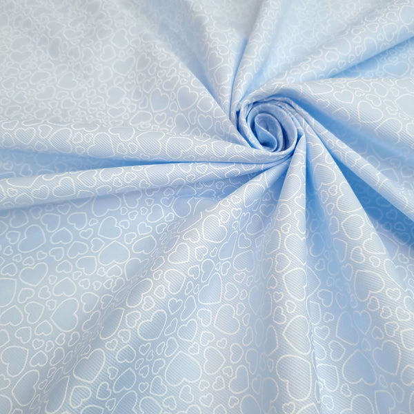 Piquet millerighe con stampa digitale H 150 cm - CUORI/CIELO
