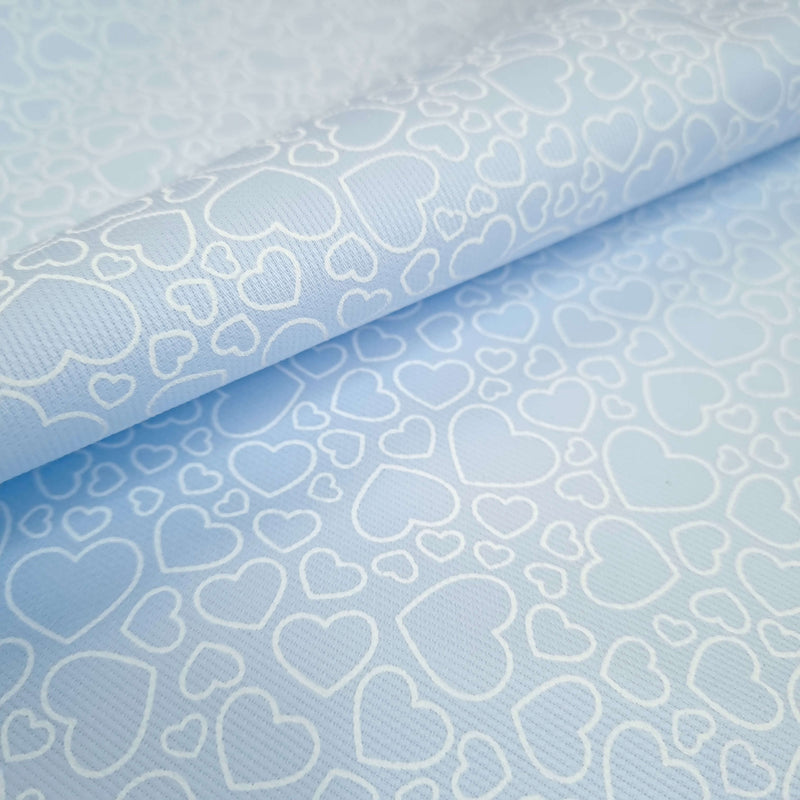 Piquet millerighe con stampa digitale H 150 cm - CUORI/CIELO