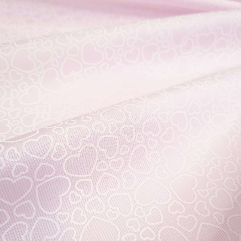 Piquet millerighe con stampa digitale H 150 cm - CUORI/ROSA