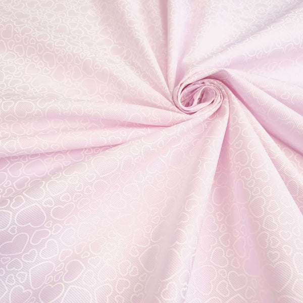 Piquet millerighe con stampa digitale H 150 cm - CUORI/ROSA
