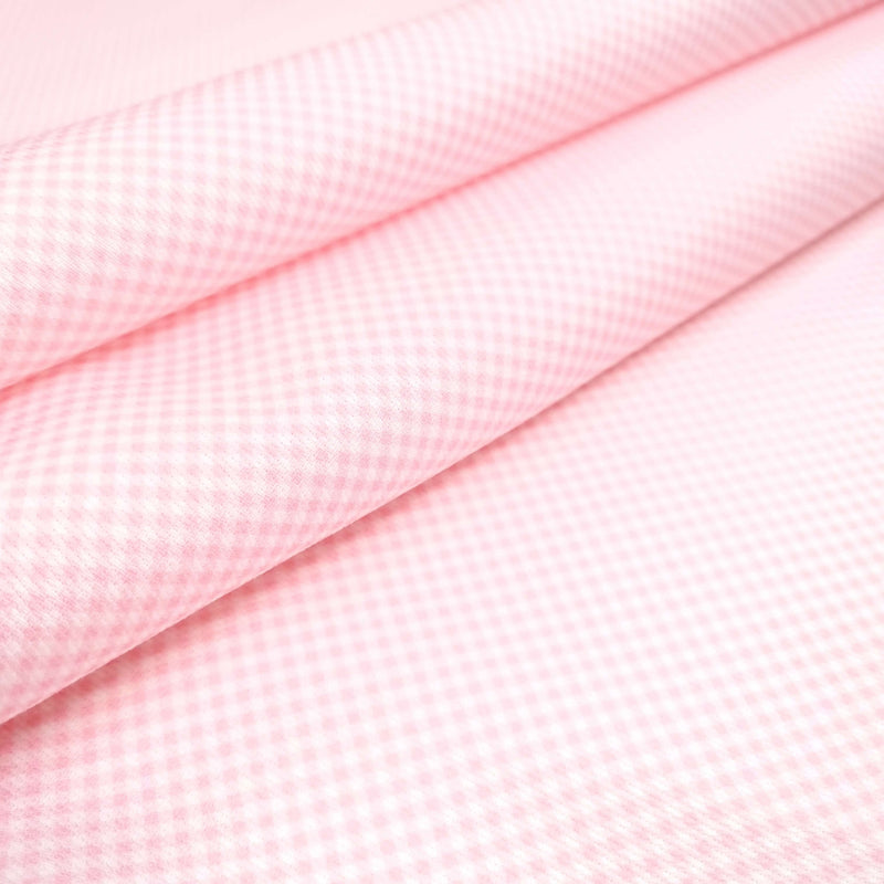 Piquet millerighe con stampa digitale H 150 cm - QUADRETTI/ROSA