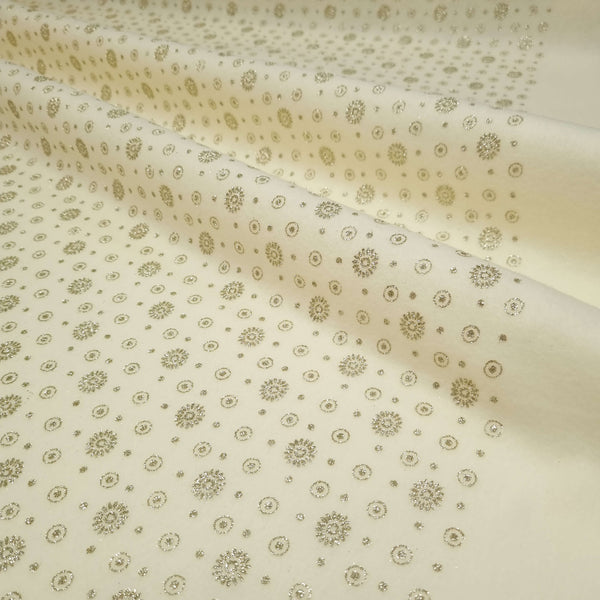 Pannolenci H 155 cm - PANNA FIORI E CERCHI GLITTER ORO