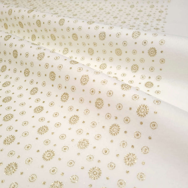 Pannolenci H 155 cm - LATTE FIORI E CERCHI GLITTER ORO