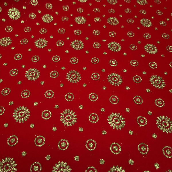 Pannolenci H 155 cm - FIAMMA FIORI E CERCHI GLITTER ORO
