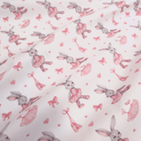 Piquet millerighe con stampa digitale H 150 cm - CONIGLIETTE BALLERINE/ROSA