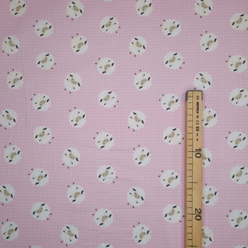 Piquet millerighe con stampa digitale H 150 cm - PECORE/ROSA