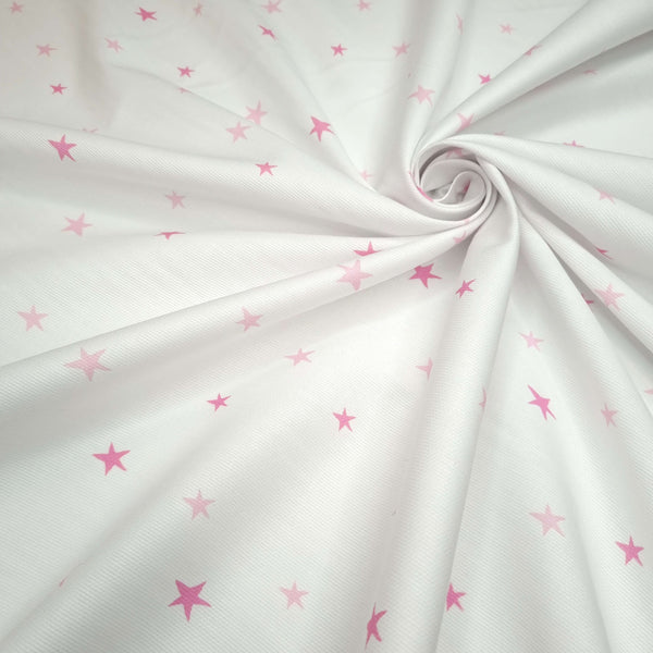 Piquet millerighe con stampa digitale H 150 cm - STELLE/ROSA