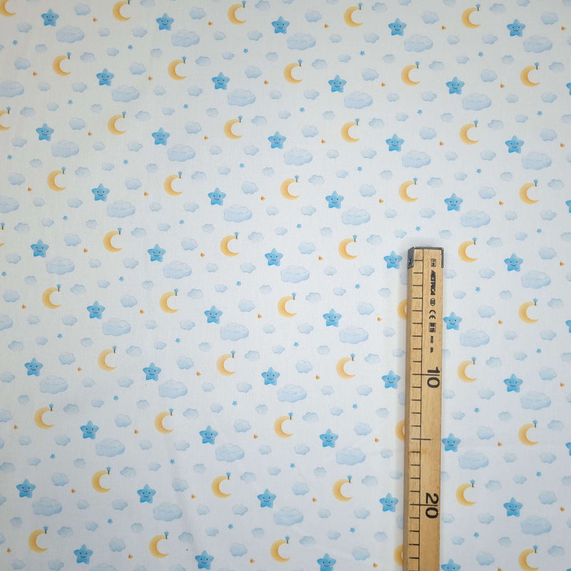 Piquet millerighe con stampa digitale H 150 cm - CIELO/AZZURRO