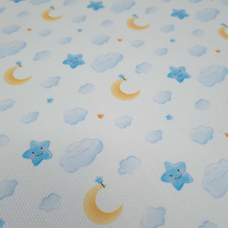 Piquet millerighe con stampa digitale H 150 cm - CIELO/AZZURRO