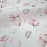 Piquet millerighe con stampa digitale H 150 cm - PECORELLE DOLCI SOGNI/BIANCO
